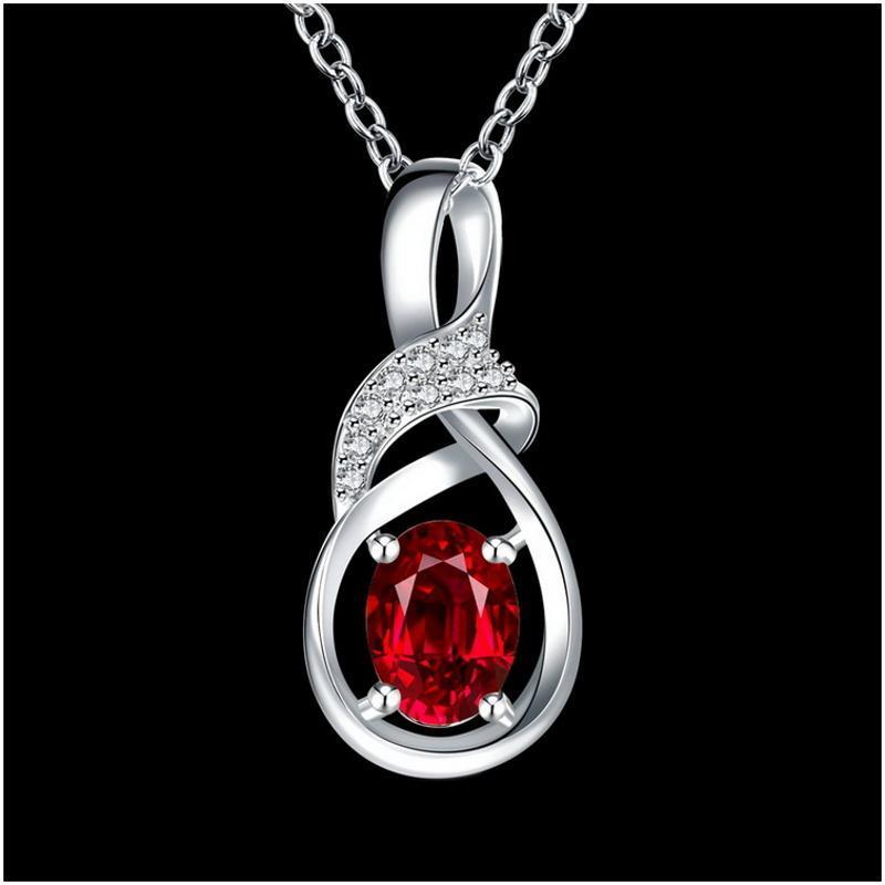 N028Women Silver Necklace 日韩简约水滴坠项链女锁骨首饰银饰送女朋友七夕情人节礼物