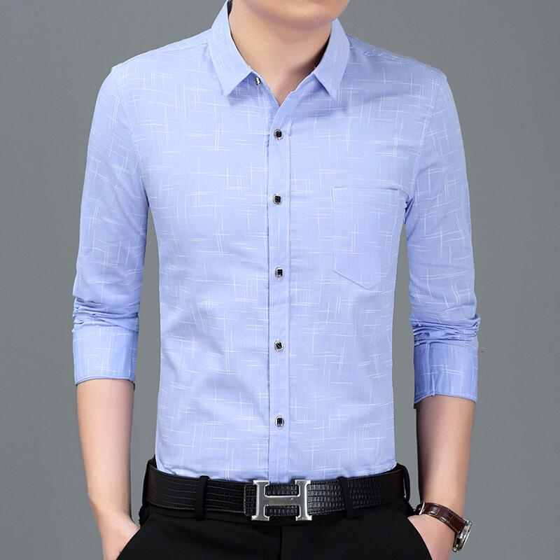 梵克公牛中青年男装长袖衬衫春季2021简约上班男士商务免烫打底衬衣