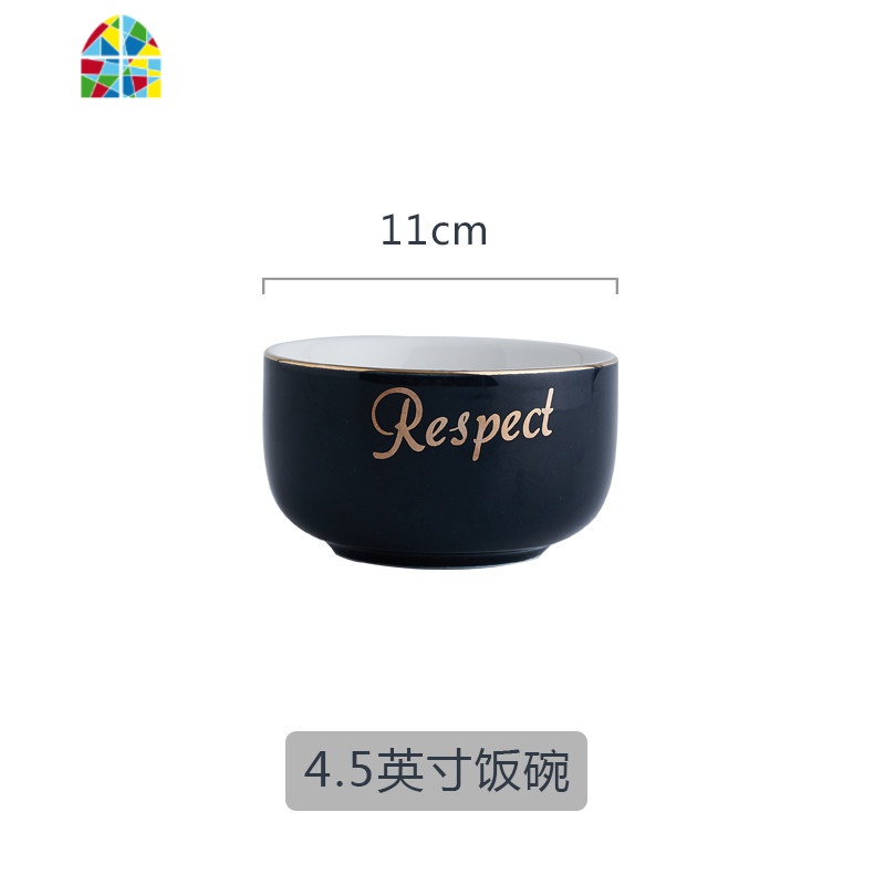 diy北欧金边陶瓷餐具家用菜盘碗盘套装创意个性面碗汤碗吃饭碗 FENGHOU 10英寸大盘