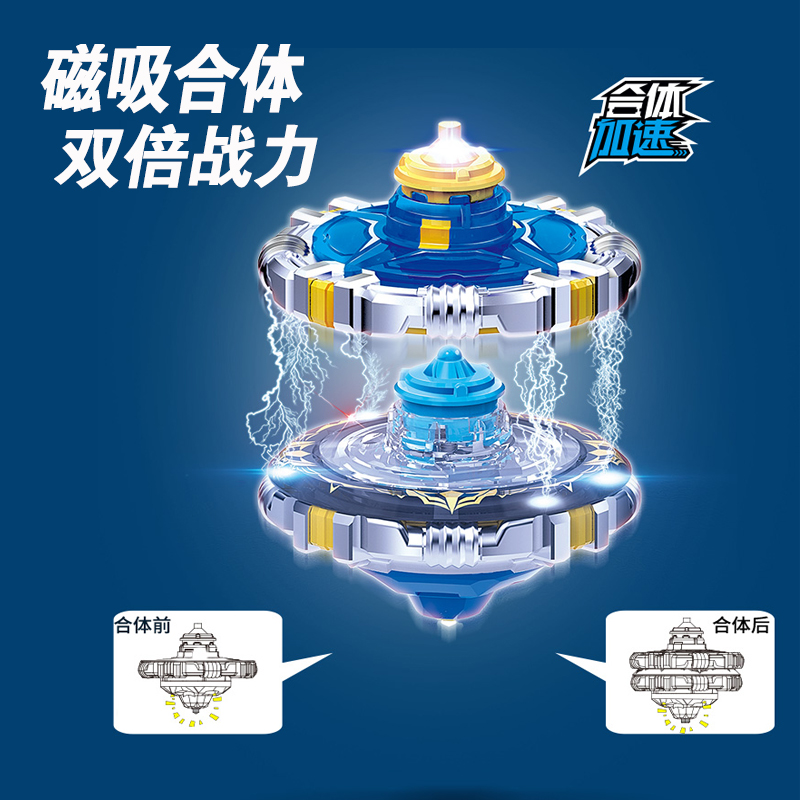 战斗王之飓风战魂5合体陀螺4 儿童玩具新款发光 战神之翼裂天魔剑 大师版-烈破炎龙s-赠盘+4陀尖高清大图
