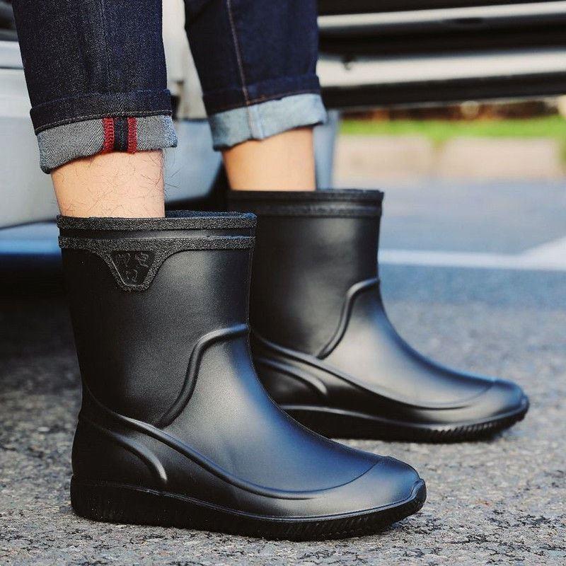 18234男黑色无棉39码春夏季男士雨鞋中筒防滑时尚雨靴工作鞋厨房洗车