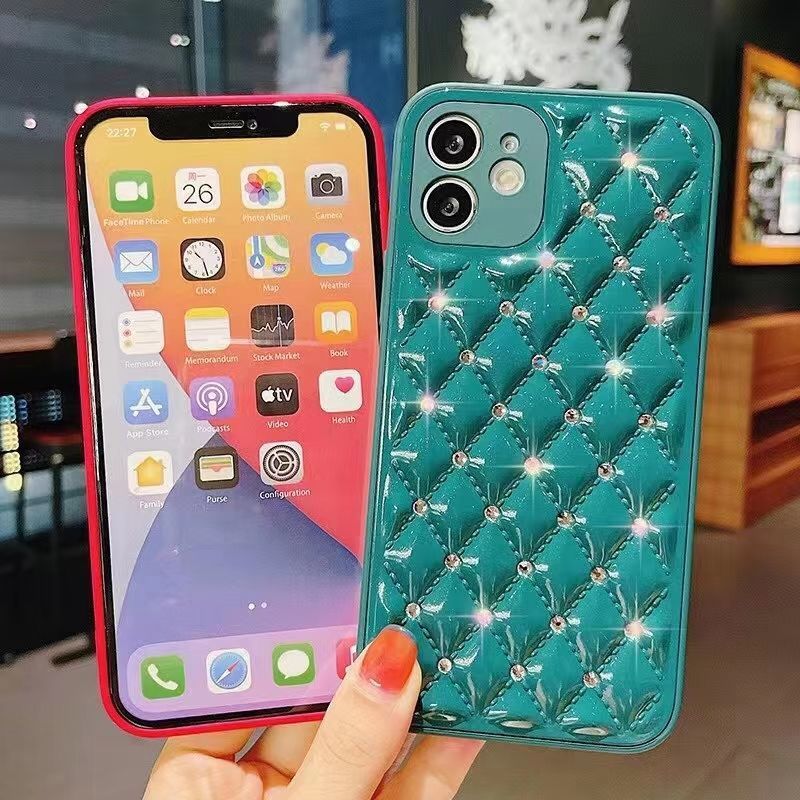 奢华小香风iPhone11/12Pro手机壳苹果13全包XS保护套78plus男女XR 小香风[白色镶钻] [9D钢化膜