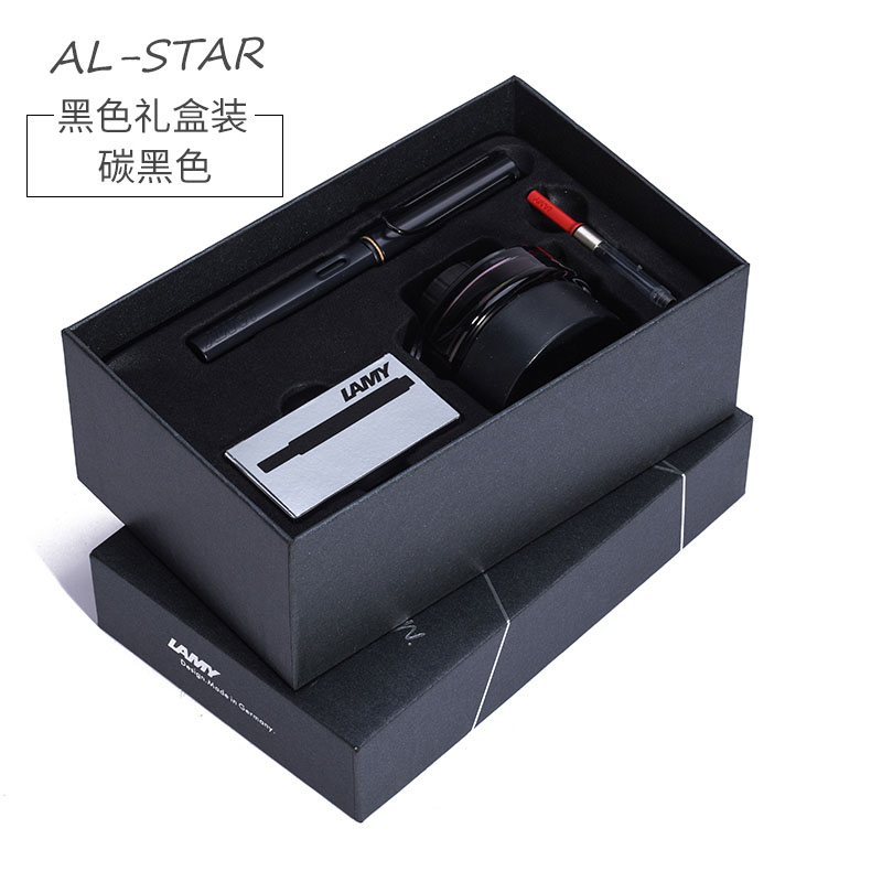 德国原装进口LAMY Al-star凌美恒星系列钢笔墨水笔学生钢笔成人练字钢笔商务办公礼品笔商务送礼 F尖0.5mm 炭黑色+墨水礼盒