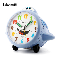 天王星(Telesonic)儿童闹钟 静音床头钟儿童房卧室夜光创意学生闹表客厅挂钟婴幼儿多功能可爱石英钟表 5英寸