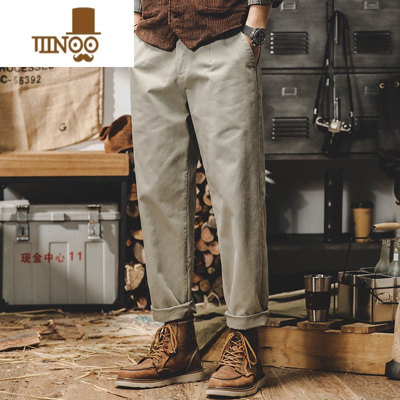 YANXU美式工装裤子男春季宽松直筒2023年新款休闲裤男百搭简约锥形长裤高清大图