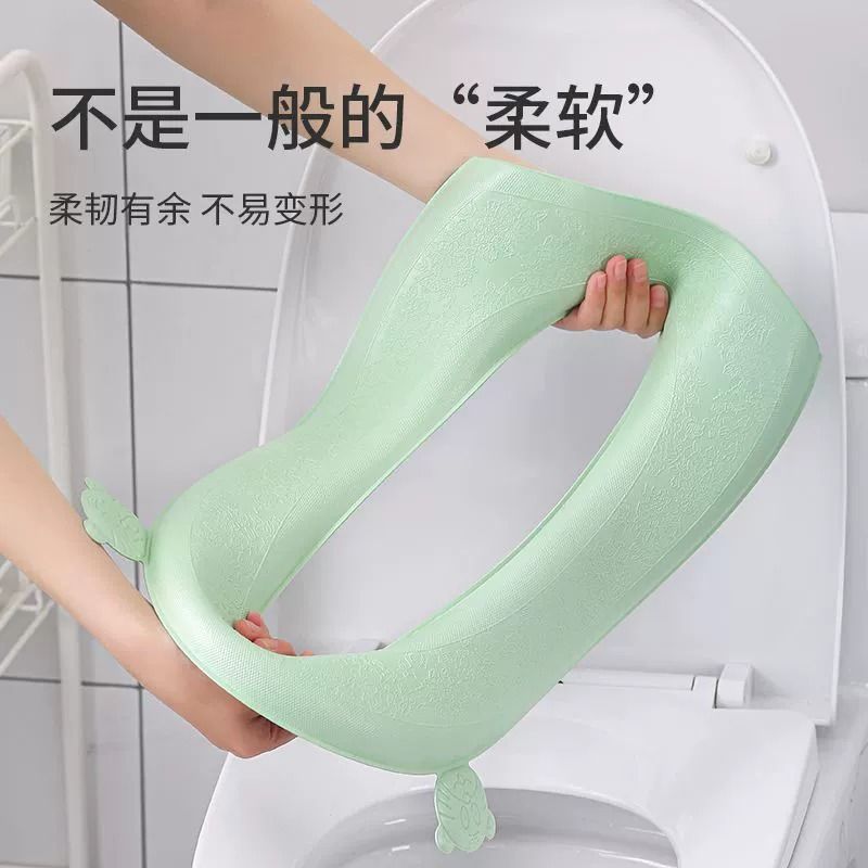 四季通用防水马桶坐垫夏天夏季家用厕所泡沫圈坐便套垫可水洗可擦-【1个装】灰色;双提手更卫生高清大图