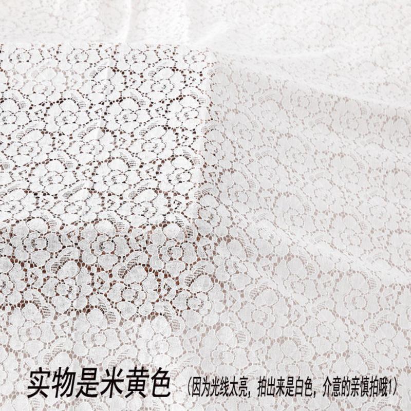 蕾丝服装面料舞台婚庆布置纱幔签到台装饰台桌布网纱窗帘布料 白色一朵花薄