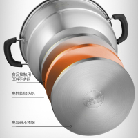 爱仕达 ASD 蒸锅304不锈钢锅体家用蒸笼三层30CM加厚复底燃气电磁炉通用锅具QN1530