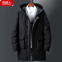 【南极人】冬季男士工装羽绒服男中长款保暖韩版加厚连帽潮外套男_316 XL【140-160斤】 405款黑色