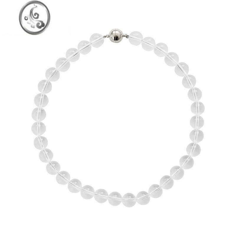 JiMi透明银白水晶项链女磁吸扣锁骨链高级轻奢小众设计新款黑玛瑙图片