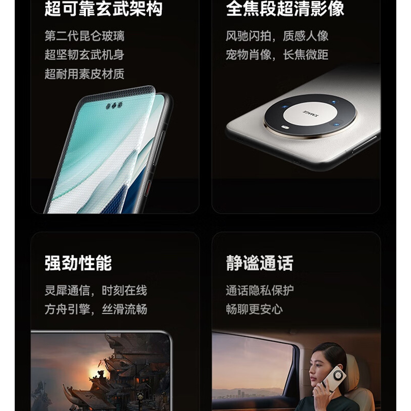 华为Mate60 Pro+ 16GB+1TB 宣白 88W快充 全焦段超清影像 鸿蒙OS 120Hz昆仑玻璃屏 支持卫星通话 全网通手机高清大图