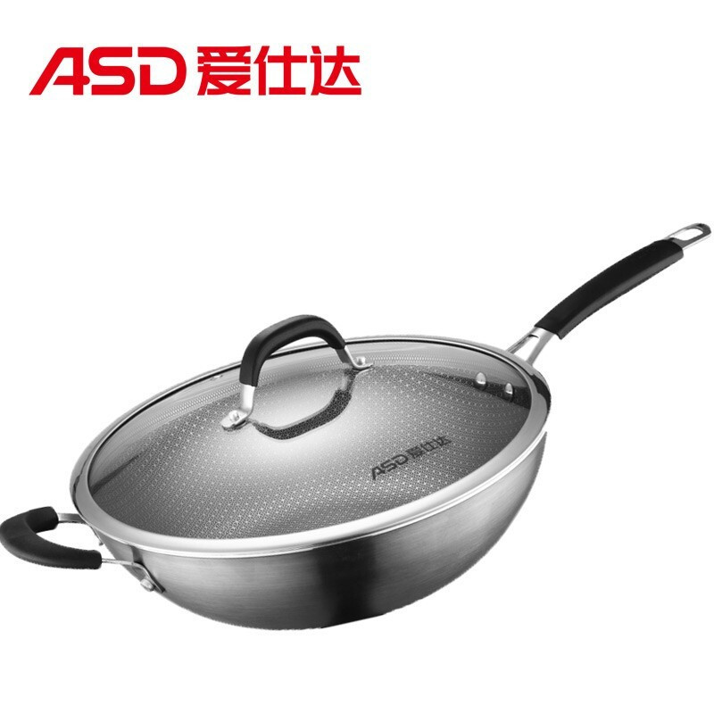爱仕达(ASD)炒锅燃气灶不粘锅加厚复合钢家用炒菜锅 32CM CC32E2Q