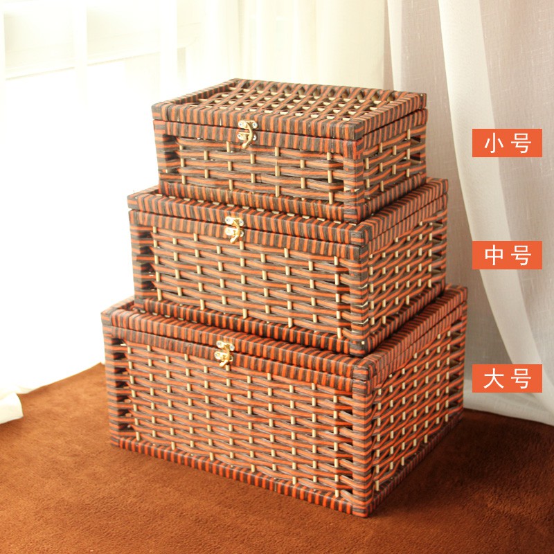 [极有家发现]纸藤编收纳盒 桌面收纳箱有盖零食盒 整理杂物盒子 三维工匠高清大图