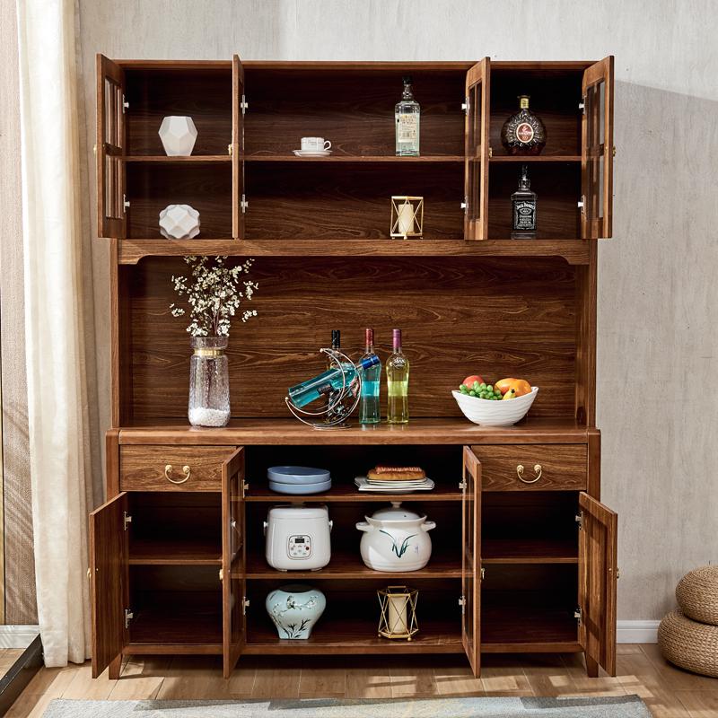 餐边柜酒柜简约现代客厅碗柜厨房柜实木色新中式备餐柜客厅茶水柜定制