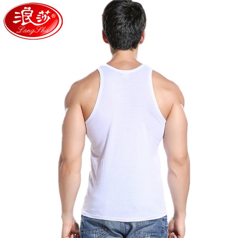 浪莎langsha男士纯棉背心男纯色四季无袖工字型修身型运动打底汗衫1件图片