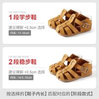 2019卡特兔童鞋宝宝凉鞋女童夏季公主鞋学步鞋男童1-3-5包头小孩机能鞋子皮鞋男女通用搭扣婴儿鞋 棕色无吊坠 15码/12.5cm