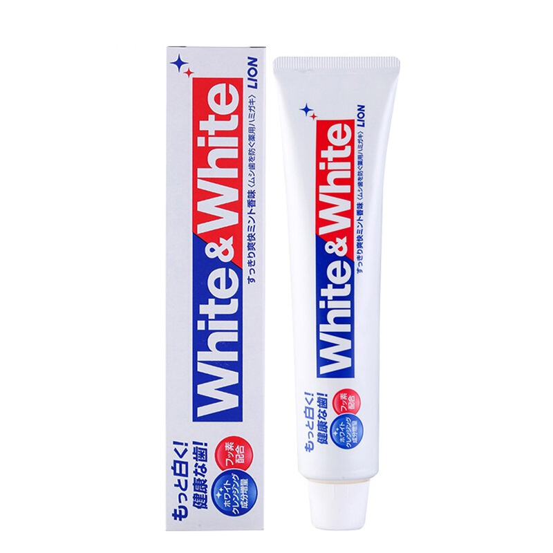 狮王(Lion) 日本进口white&white牙膏牙刷去烟渍洁净去牙结石 清新口气 薄荷味 150g 三支装