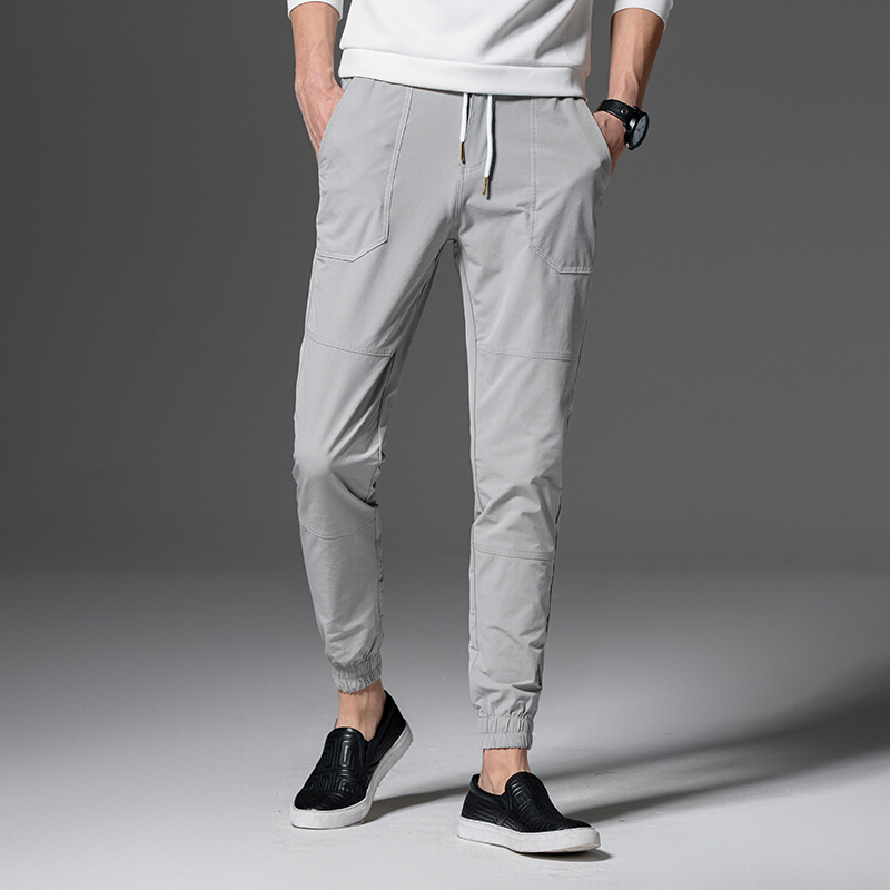 休闲裤男士九分裤2017夏季新款弹力男裤子潮流束脚裤修身哈伦裤潮学生