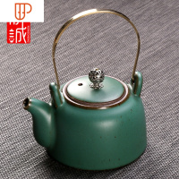 仿古茶壶提梁壶陶瓷复古泡茶器家用铜把单壶茶水壶日式功夫茶具 国泰家和 古陶[茶壶]圆梁壶孔雀绿