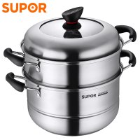 苏泊尔(SUPOR)小红圈26cm双层复底蒸锅304不锈钢精致系列电磁炉通用 EZ26BS01