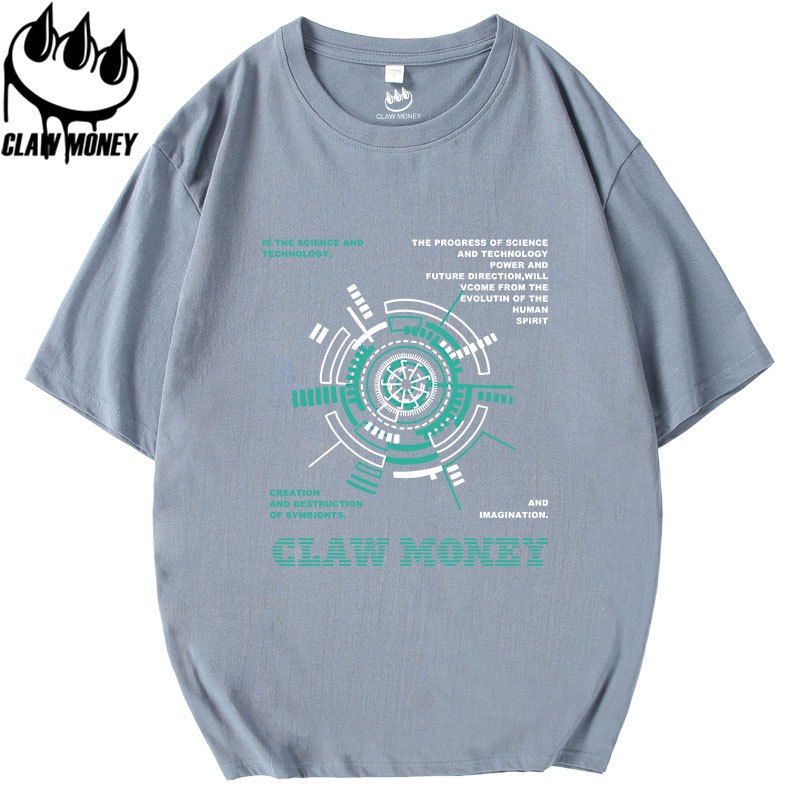 Claw money短袖t恤男潮流青少年字母印花半袖季宽松纯棉帅气体恤