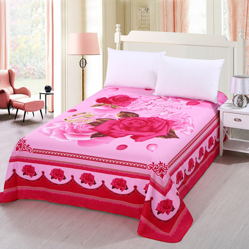 定位3d秋冬季加厚磨毛上海被单大版花双人仿刺绣单子老式床单单件