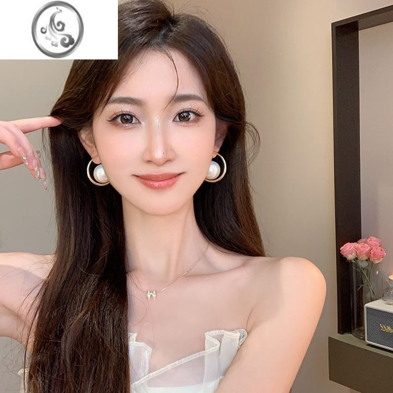 JiMi夸张个性大珍珠耳钉女耳环小众设计感高级感2023年新款洋气耳饰品