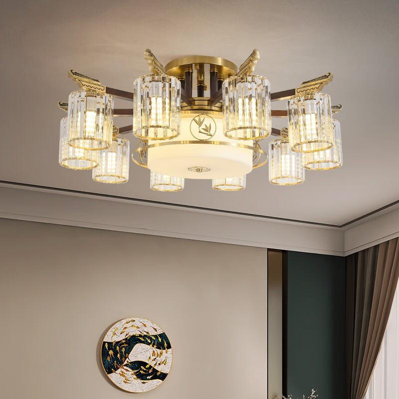 觅物新中式吸顶灯全铜客厅灯轻奢大气卧室餐厅吸顶灯禅意中国风别墅灯