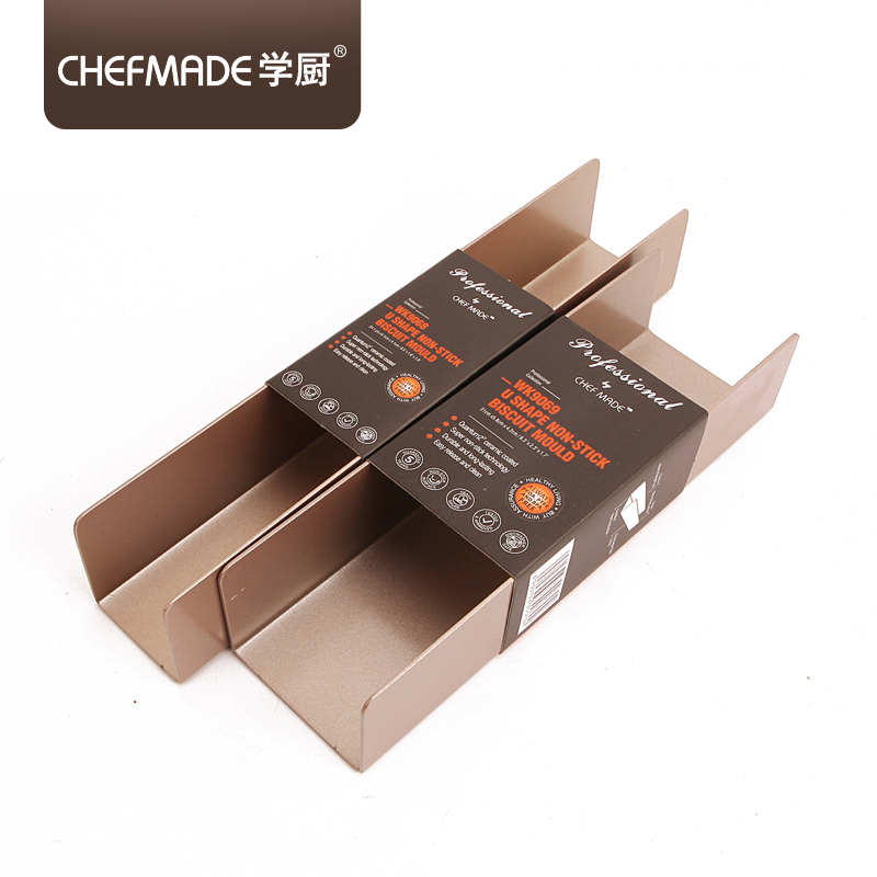 学厨 CHEFMADE 蛋糕模具烘焙工具饼干模具 U形不粘饼干模曲奇饼干模长款 香槟金色厨房工具 WK9068