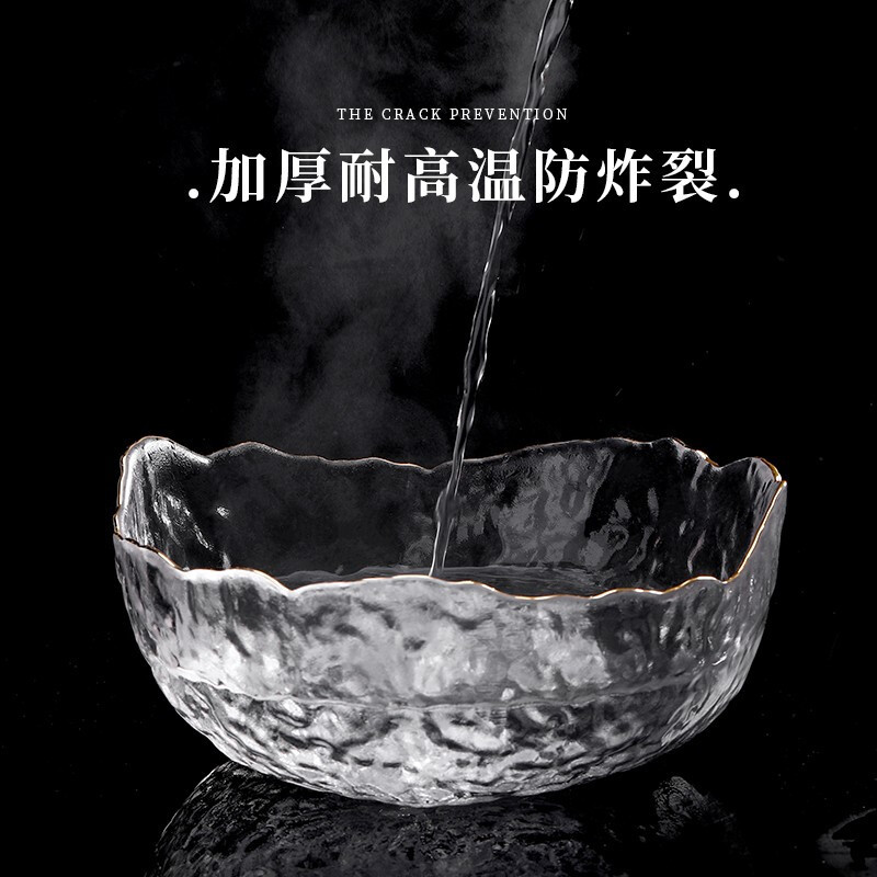 領藝 日式手工锤纹玻璃茶洗杯笔洗水洗碗水盂大号功夫茶具茶道配件 锤纹茶洗16.4cmx7.2cm