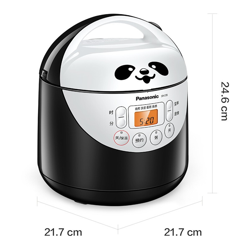 松下 (Panasonic) 电饭煲 SR-C05 熊猫煲备长炭厚锅 内胆光滑 米饭不粘锅 易清洗更耐用