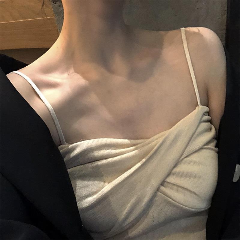 心机打底小吊带背心女外穿网红泫雅针织显瘦chic港味ins上衣潮夏
