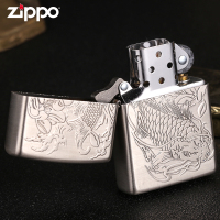 zippo芝宝原装打火机 正品精雕刻富贵锦鲤古银煤油打火机