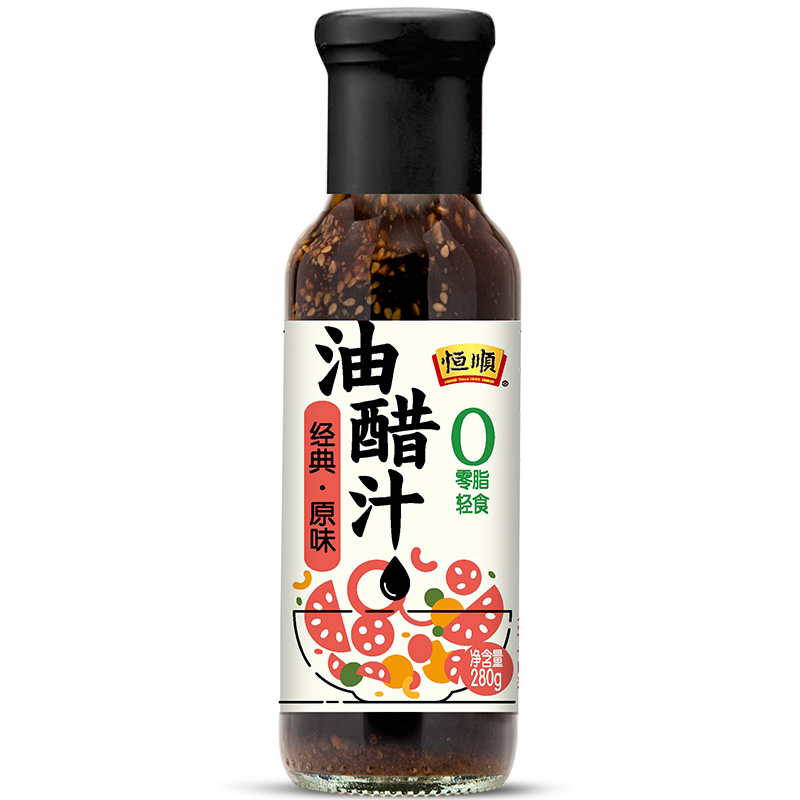 恒顺 零脂油醋汁 健身轻食水果蔬菜沙拉酱汁调味料280g 4种口味