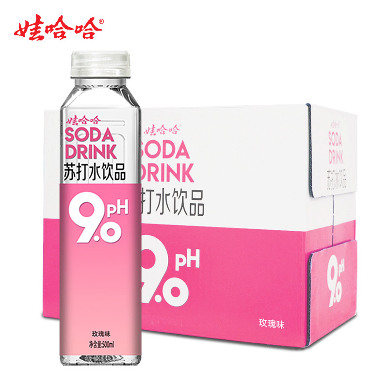 [娃哈哈官方]娃哈哈ph9.0苏打水500ml*15瓶饮品玫瑰味碱性整箱饮用水