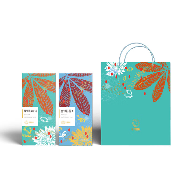 半亩川 花果茶360g 半亩良田 胖大海菊花茶2种茶包组合 金银杞菊
