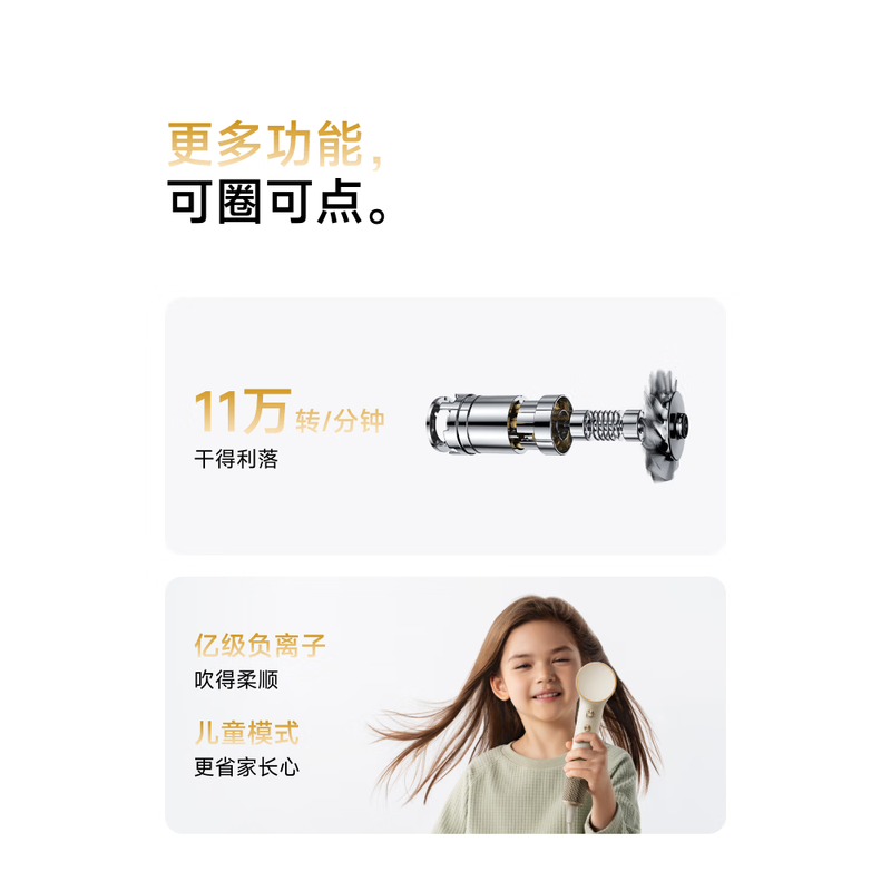 徕芬 高速吹风机LFHD Mini 沙金色高清大图