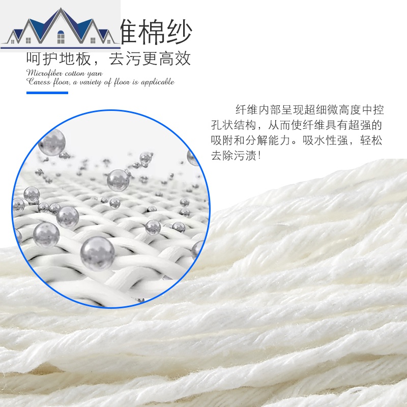 墩布拖把家用大号一拖净干湿两用拖布 棉纱地拖免手洗自拧水 三维工匠高清大图