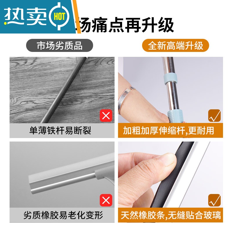 敬平擦玻璃器家用擦窗刮水器开荒保洁工具套餐高层伸缩清洗玻璃工具 40cm刮刀+1.3m伸缩杆高清大图