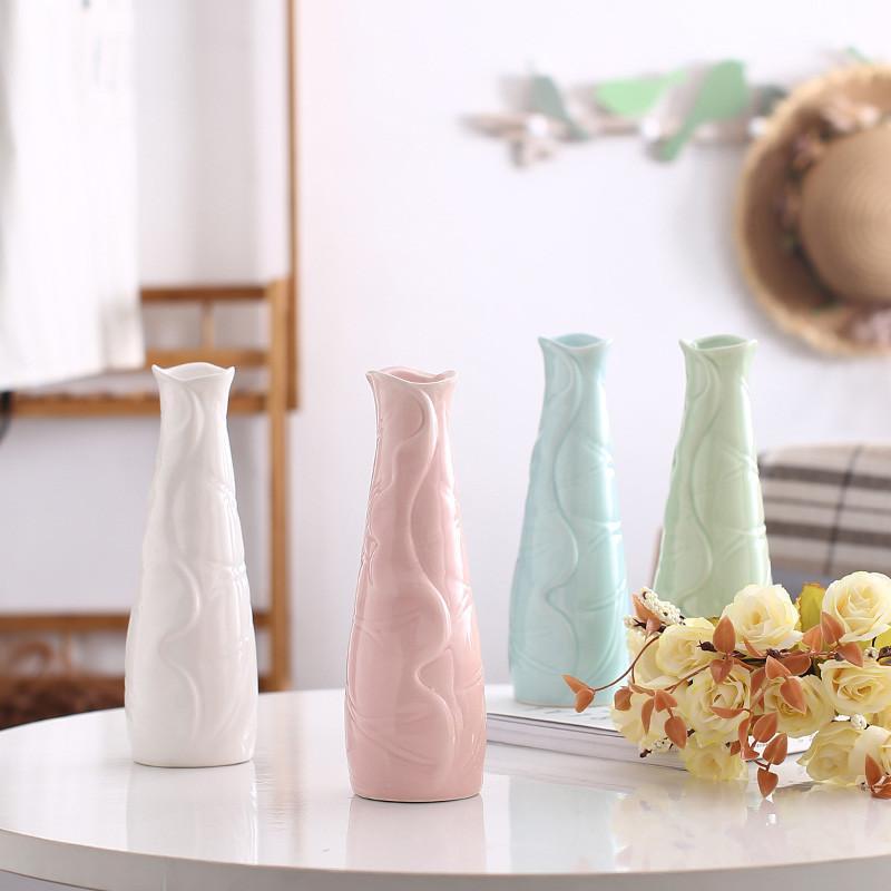 陶瓷细口小号瓷瓶插花容器客厅花瓶摆件小清新文艺餐桌装饰品-s011白瓶