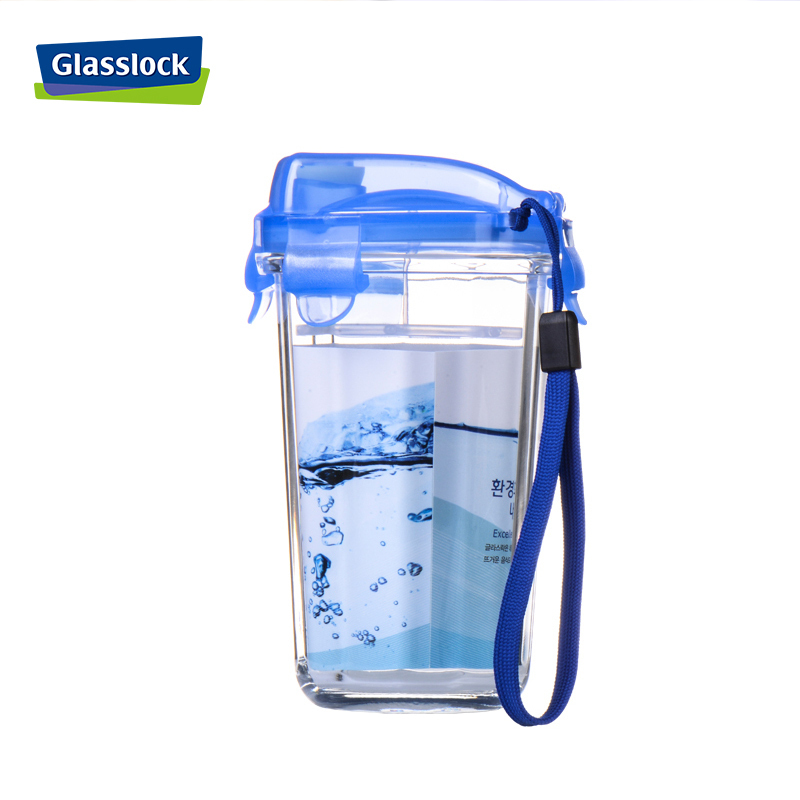 三光云彩(GLASSLOCK ) 普通玻璃水杯茶杯 餐厅果汁牛奶杯 蓝色带绳 RC105 500ml