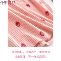 2018纯棉睡衣女夏 休闲短袖短裤全棉坑条莓印花家居服套装