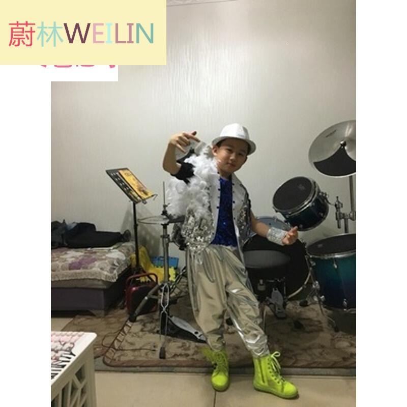 新款儿童爵士舞街舞演出服女亮片嘻哈舞台套装