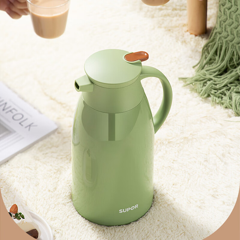 苏泊尔(SUPOR) 保温壶[玻璃红胆]奶油白 1.9L高清大图