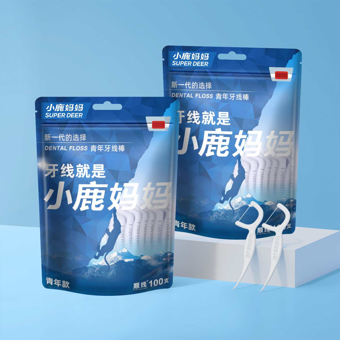 小鹿妈妈(FAWN MUM)青年款牙线袋装100支/袋*3袋高清大图