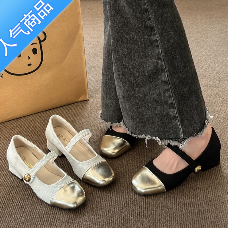 SUNTEK法式晚风配裙子粗跟玛丽珍单鞋2023年春季新款韩版复古乐复季新跟高清大图