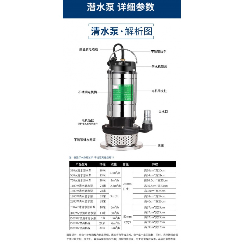 1500W清水潜水泵