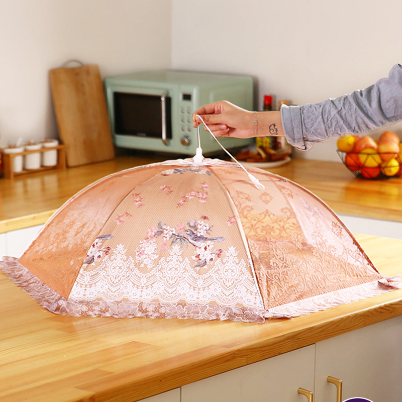 防尘饭菜罩可折叠餐桌罩防苍蝇盖菜罩菜盖伞食物碗饭罩视频