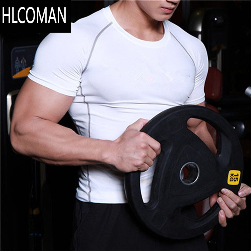 HLCOMAN迈霸肌肉紧身衣男运动短袖吸汗弹力T恤透气休闲衣篮球训练健身衣
