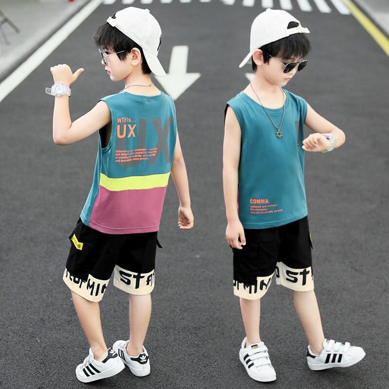 乌鹿童装男童套装夏装2021新款儿童休闲运动套装中大童时髦帅气小男孩